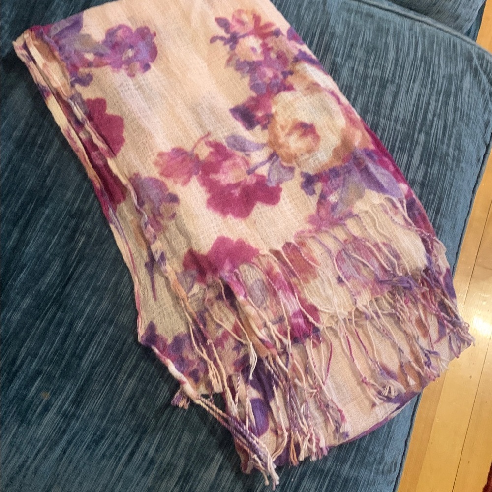 Floral Purple and Pink Scarf